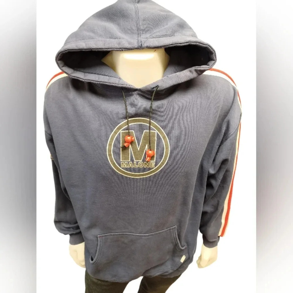 Maurice Malone L/S Blue Hooded Sweat Shirt Guc Vintage Size Xxl